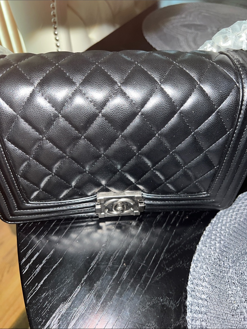 Black Quilted Leather Shoulder Bag
